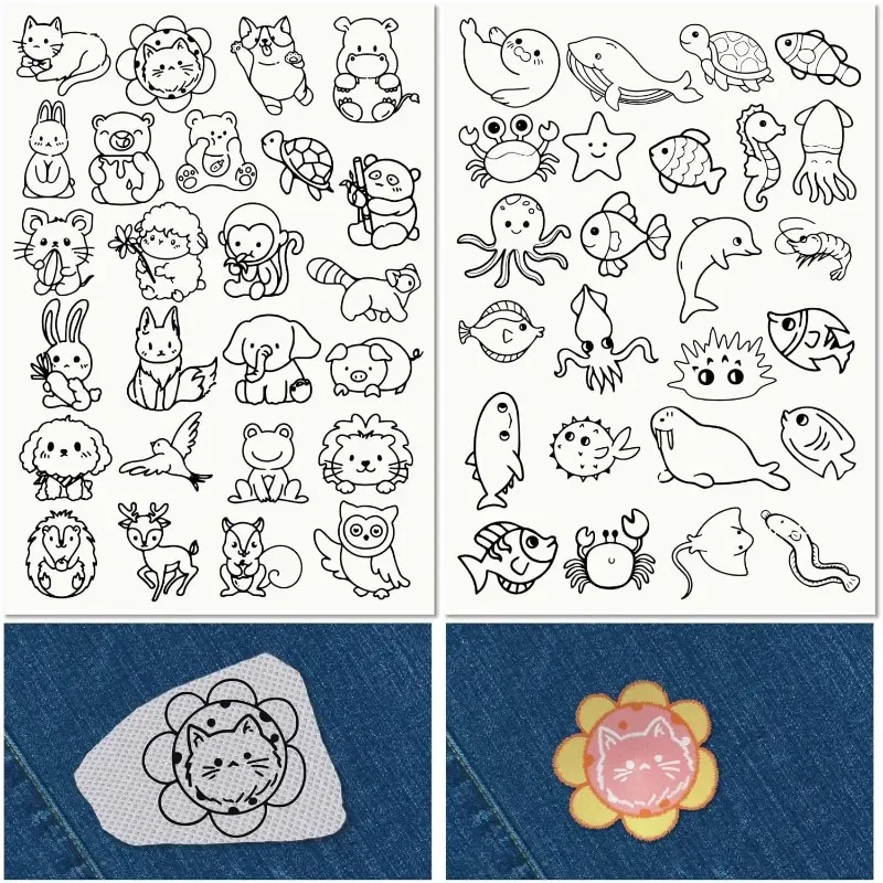 Embroidery Meaning - 50 個海の動物水溶性刺繍パターン海夏カメ手縫いスティックとステッチ転写紙安定剤