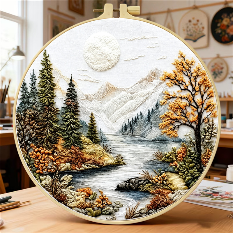 Embroidery Meaning - 初心者向けDIY手刺繍キット（パターン、生地、糸、枠付き）手作りアートクラフト、ホームデコレーションギフト