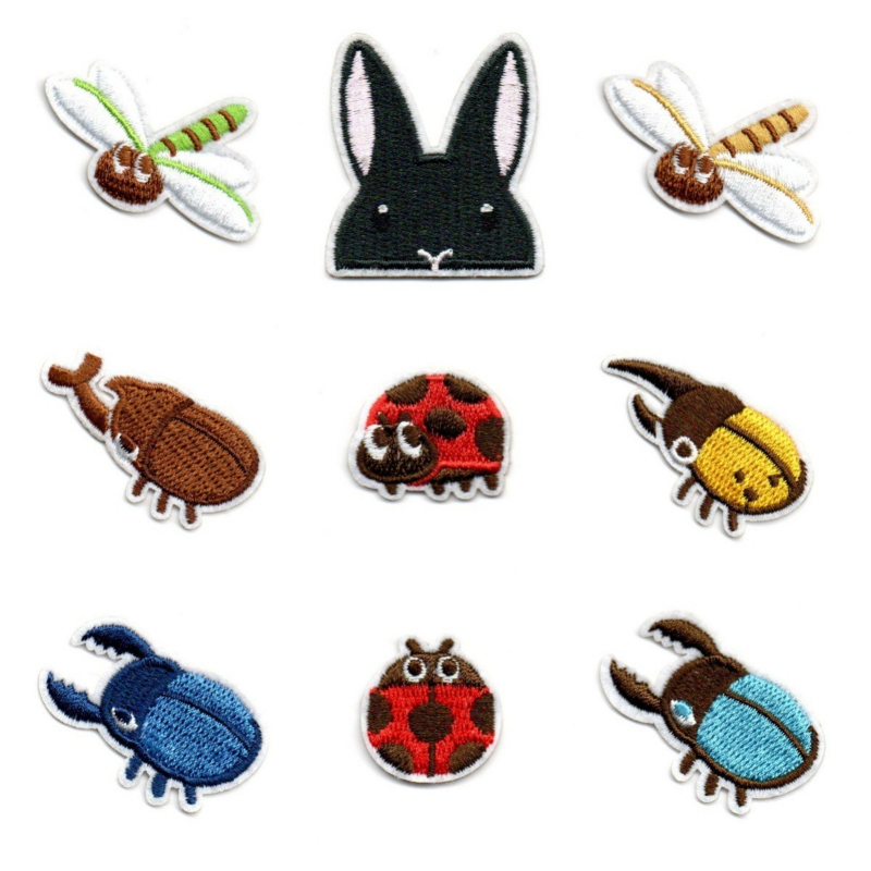Embroidery Lady Bug - 50 ピース/ロットアニメ刺繍パッチてんとう虫ウサギカブトムシトンボシャツバッグ衣類装飾アクセサリークラフト Diy アップリケ