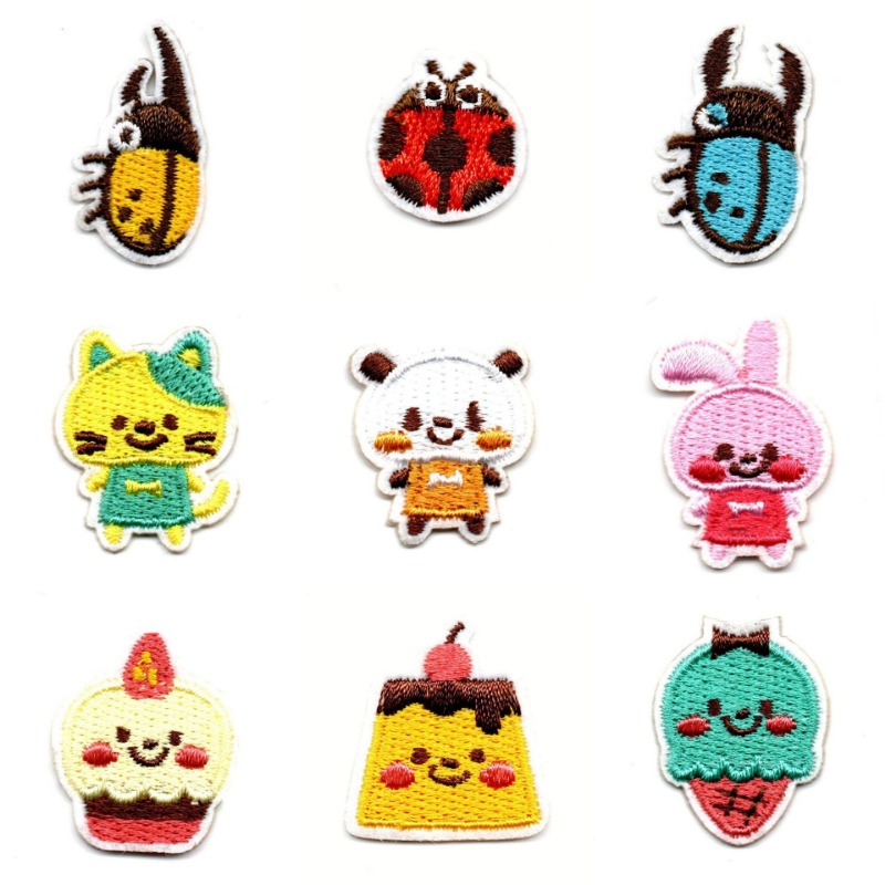 Embroidery Lady Bug - 50 ピース/ロット貼り付けアニメ刺繍パッチてんとう虫ウサギ猫シャツバッグ衣類装飾アクセサリークラフト Diy アップリケ