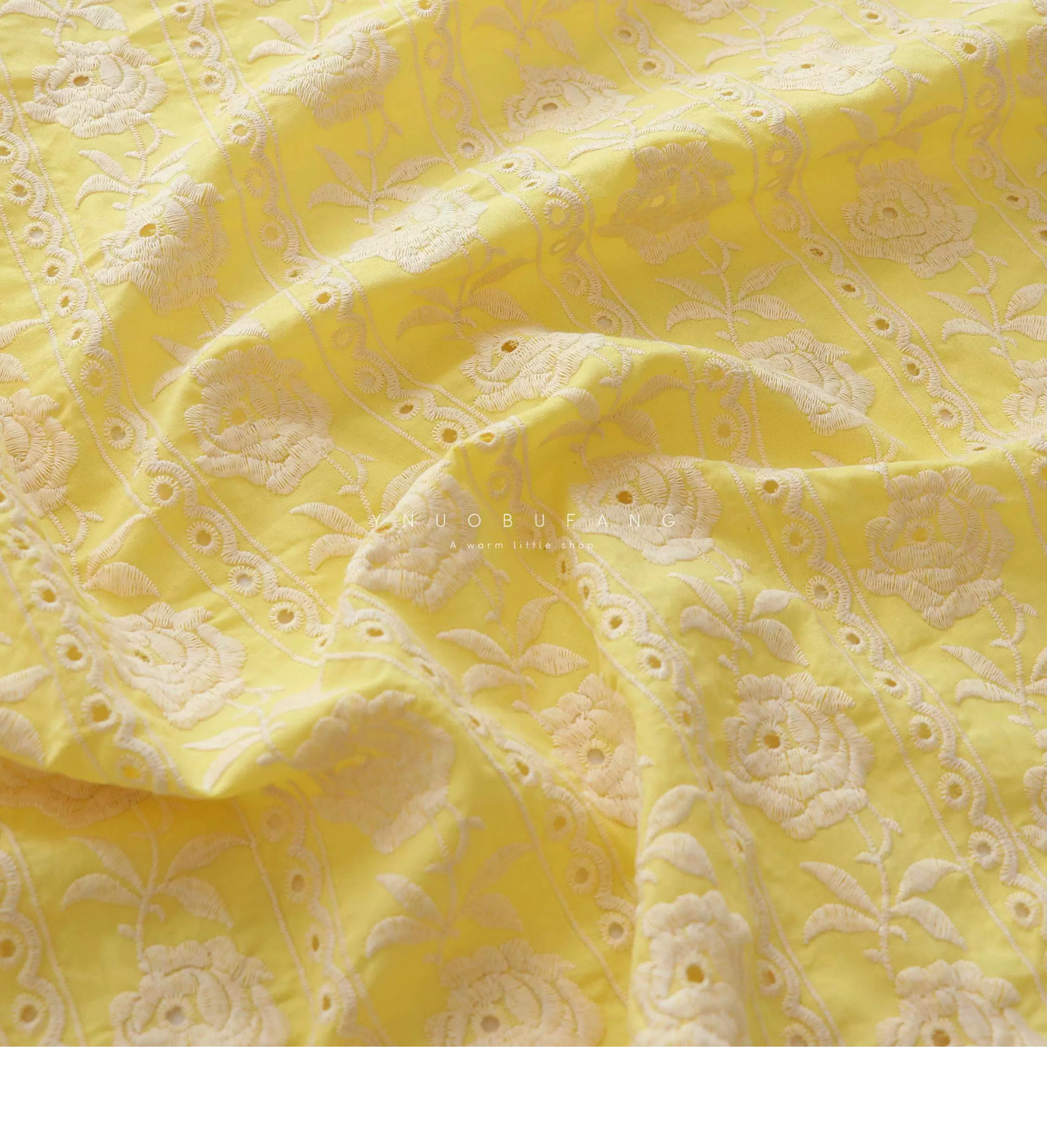 衣料、スカート、ドレス、裁縫に使える、100％コットン製の黄 - Embroidery Yellow Dress のレビューと価格