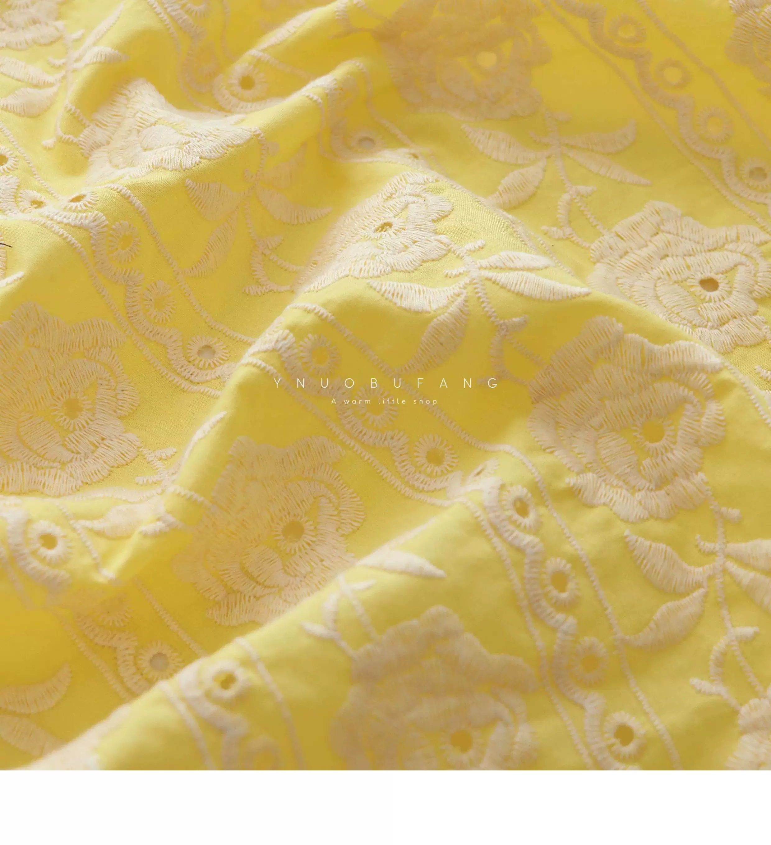 衣料、スカート、ドレス、裁縫に使える、100％コットン製の黄 - Embroidery Yellow Dress のレビューと価格