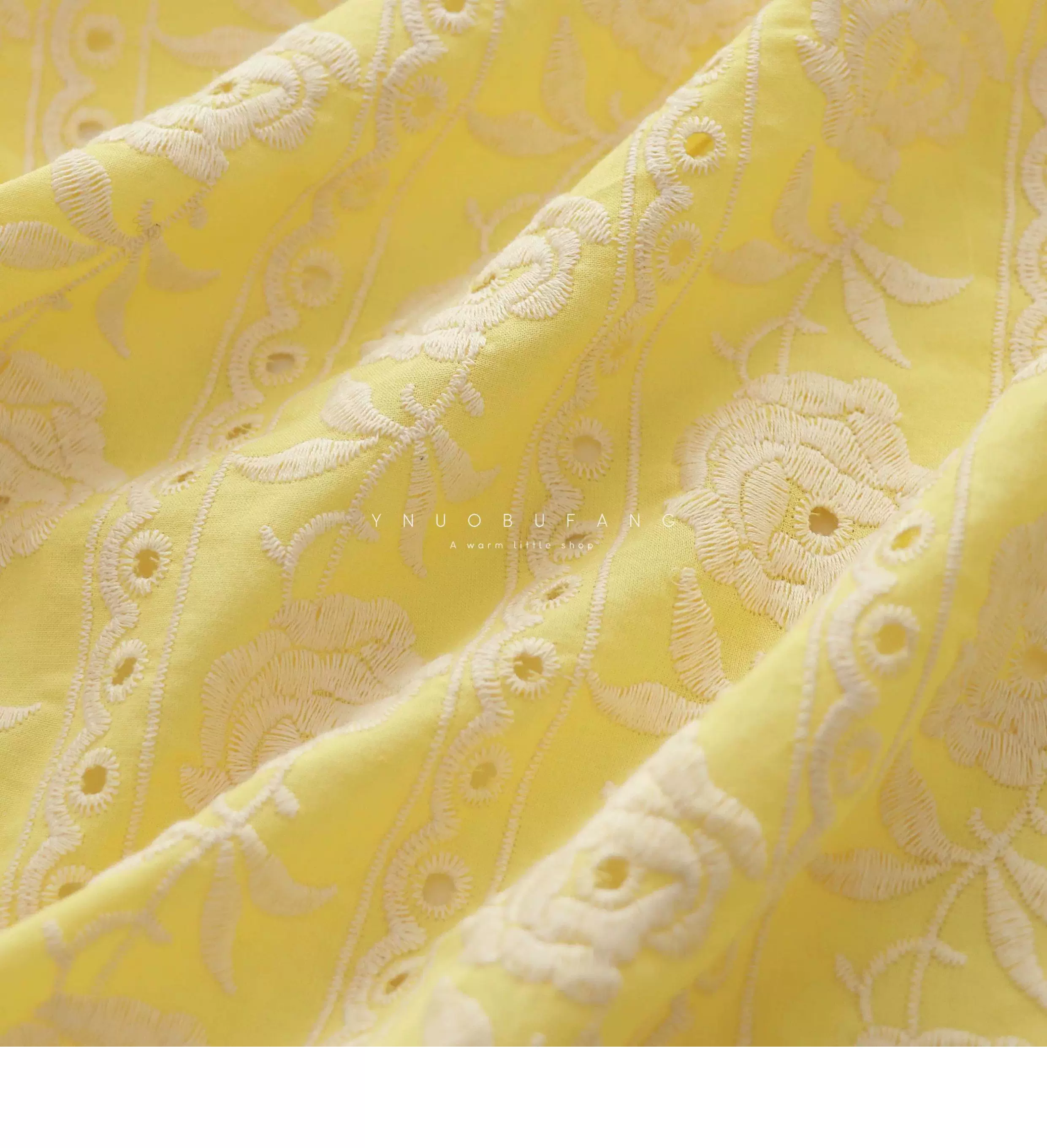 衣料、スカート、ドレス、裁縫に使える、100％コットン製の黄 - Embroidery Yellow Dress のレビューと価格
