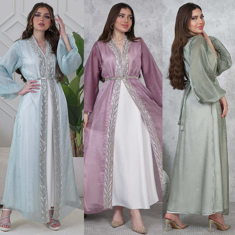 2 個イスラム教徒の女性のドレスドバイアバヤカフタントルコ刺 - Embroidery Kebaya のレビューと価格