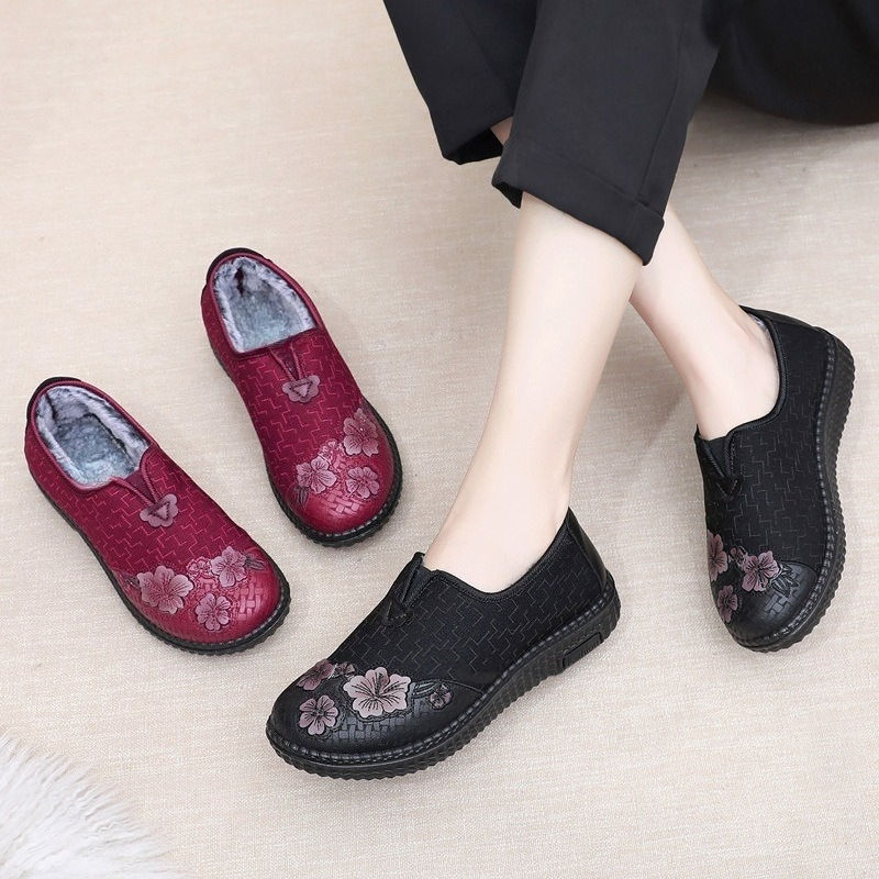 女性用、冬用、裏地付き、スリッポンタイプの靴。花柄刺繍、柔ら - Embroidery Online のレビューと価格