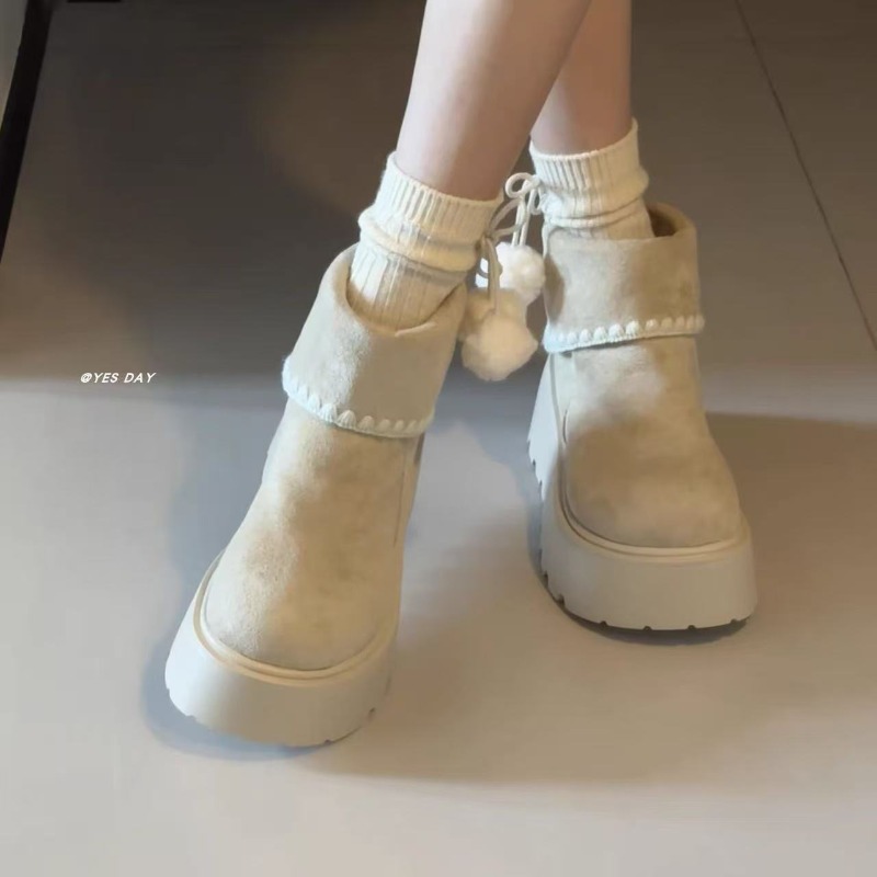 女性用、冬用、厚底プラットフォーム、スノーブーツ、フリース裏 - Embroidery Garments のレビューと価格