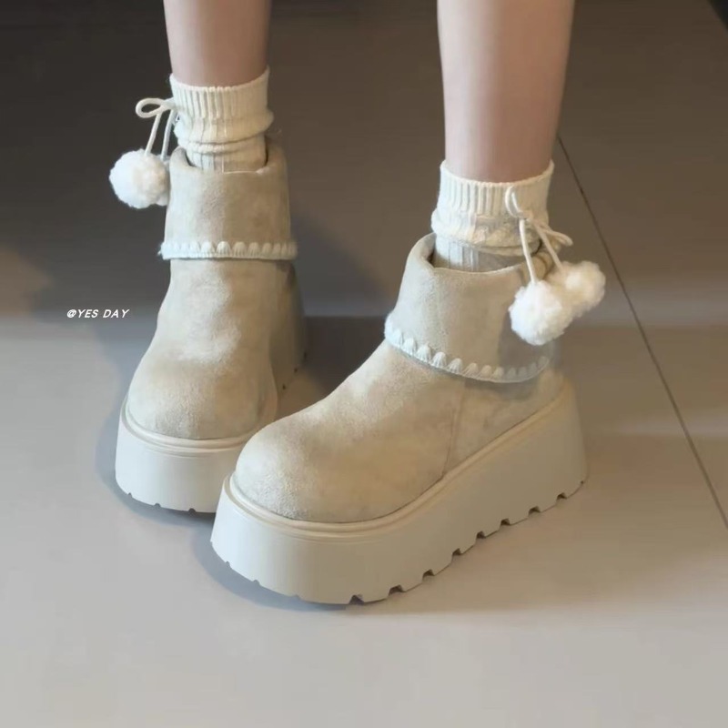 女性用、冬用、厚底プラットフォーム、スノーブーツ、フリース裏 - Embroidery Garments のレビューと価格