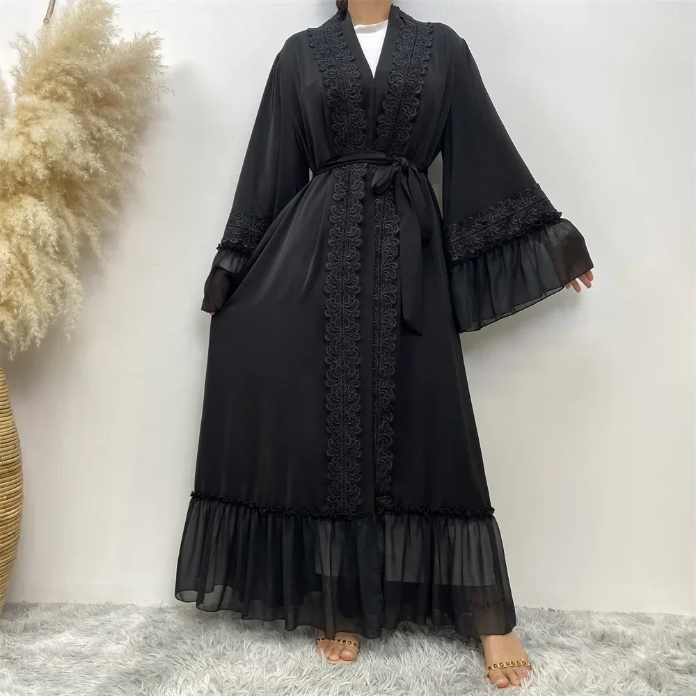 ラマダンレース刺繍オープンアバヤ ドバイ トルコ カフタン  - Embroidery Kebaya のレビューと価格
