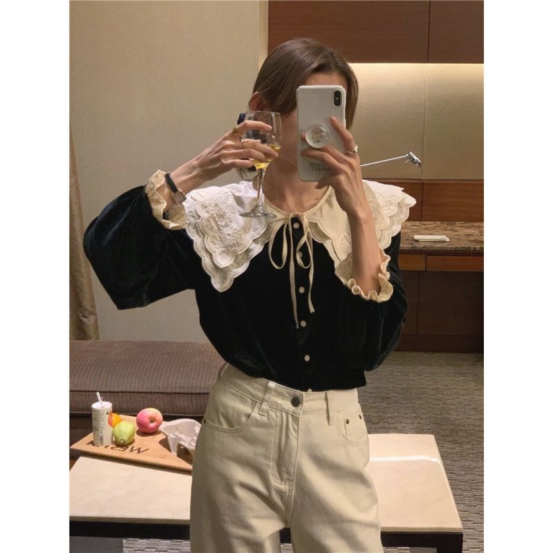女性用長袖シャツ,韓国風トップス,オフィスウーマン,シンプル - Embroidery Online のレビューと価格