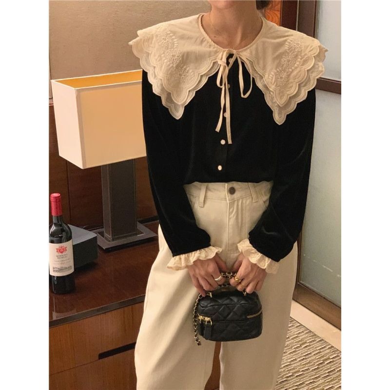 女性用長袖シャツ,韓国風トップス,オフィスウーマン,シンプル - Embroidery Online のレビューと価格