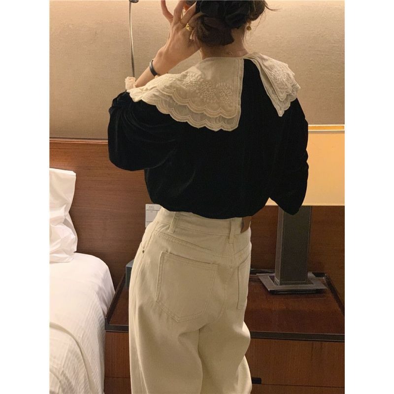 女性用長袖シャツ,韓国風トップス,オフィスウーマン,シンプル - Embroidery Online のレビューと価格