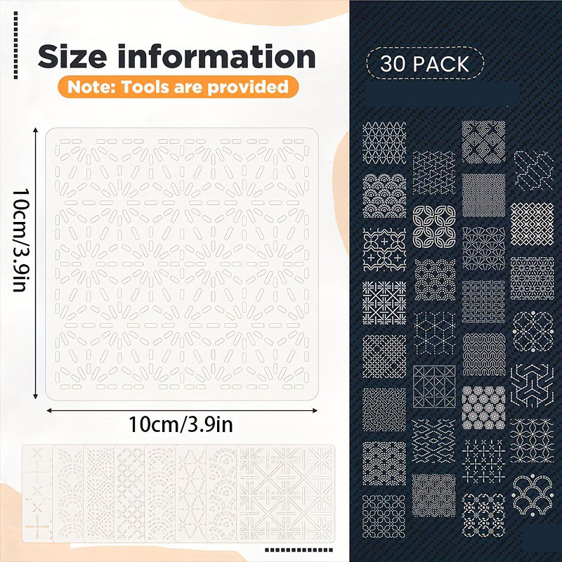 30 個の刺繍テンプレート DIY 刺繍パターン幾何学ライン - Embroidery Meaning のレビューと価格