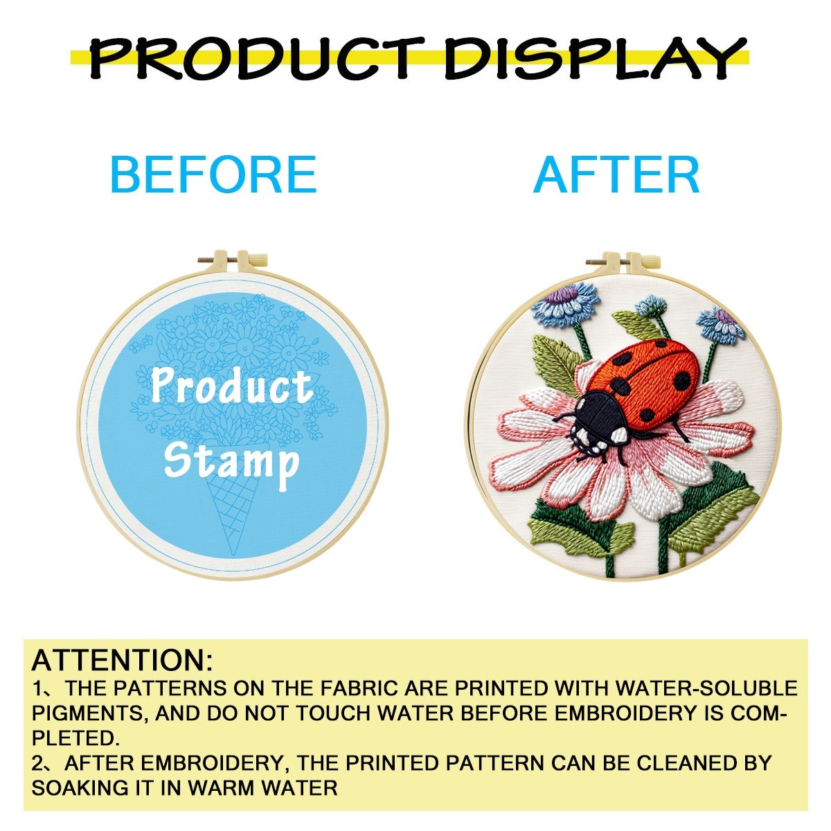1セット デイジーの上のテントウムシ DIY 刺繍キット 初 - Embroidery Lady Bug のレビューと価格