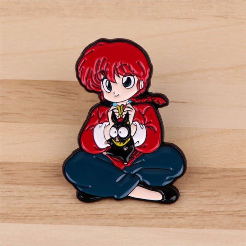 かわいいQ版の漫画キャラクター、黒い豚とパンダのエナメルピン - Embroidery Reddit のレビューと価格