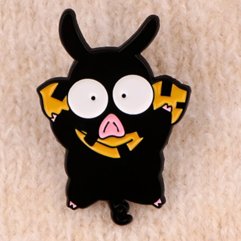 かわいいQ版の漫画キャラクター、黒い豚とパンダのエナメルピン - Embroidery Reddit のレビューと価格