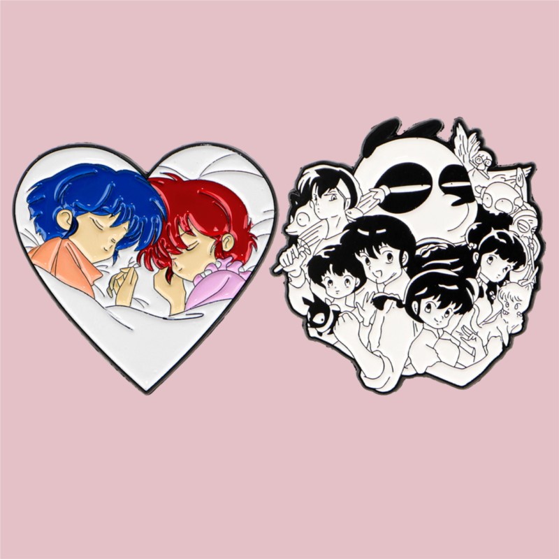 かわいいQ版の漫画キャラクター、黒い豚とパンダのエナメルピン - Embroidery Reddit のレビューと価格